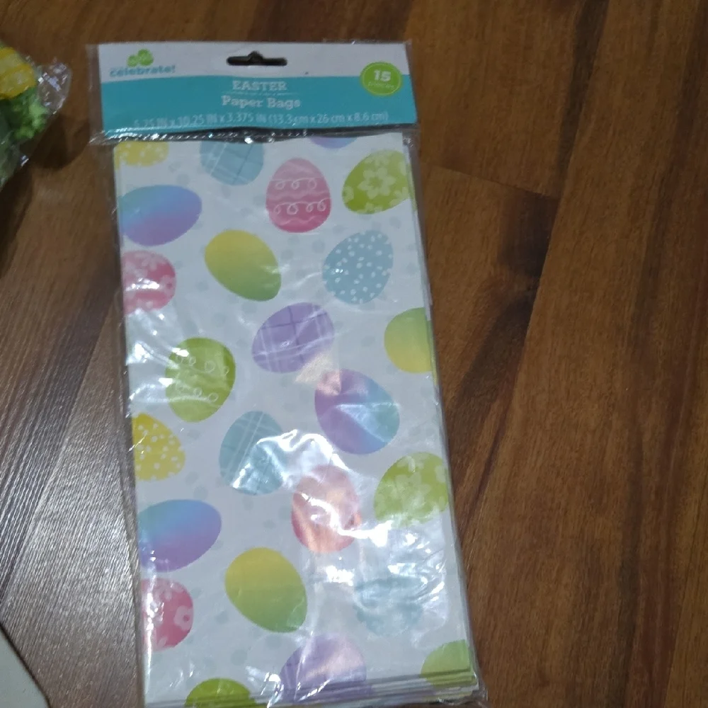 EASTER Celebrate It Pastel Egg Party Set  Bunny Treat Bag Green Shredded Filler